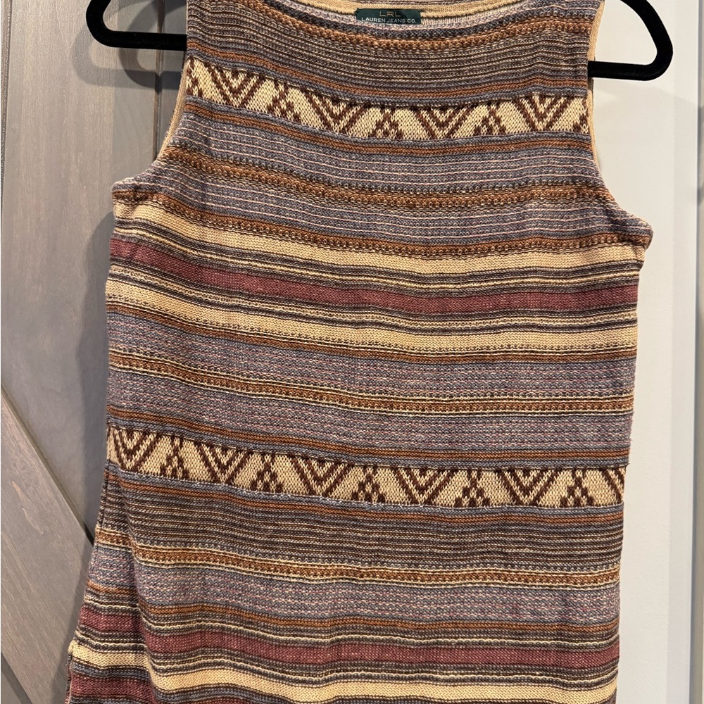 Lauren Ralph Lauren Cream and Brown Tank Top Sweater